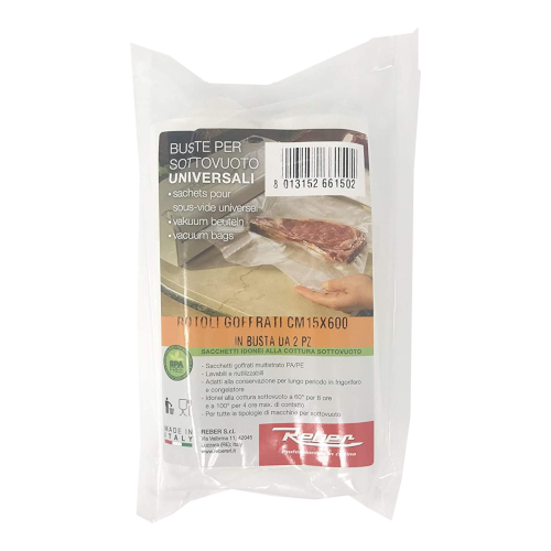 2 rotoli 15x600 sacchetti goffrati 6615A